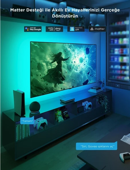 Govee AI Sync Box 2 75-85 Inç TV Arkası LED Aydınlatma - Resim 3