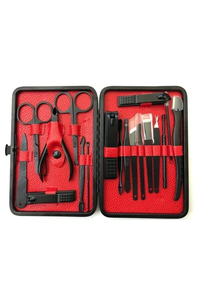 Deri Çantalı Siyah Paslanmaz Çelik 17 Parça Manikür Pedikür Seti - Resim 5