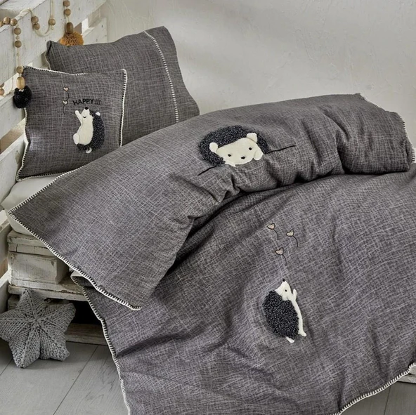 Ecocotton Migala Organik Bebek Nevresim Takımı Gri TK ürün görseli