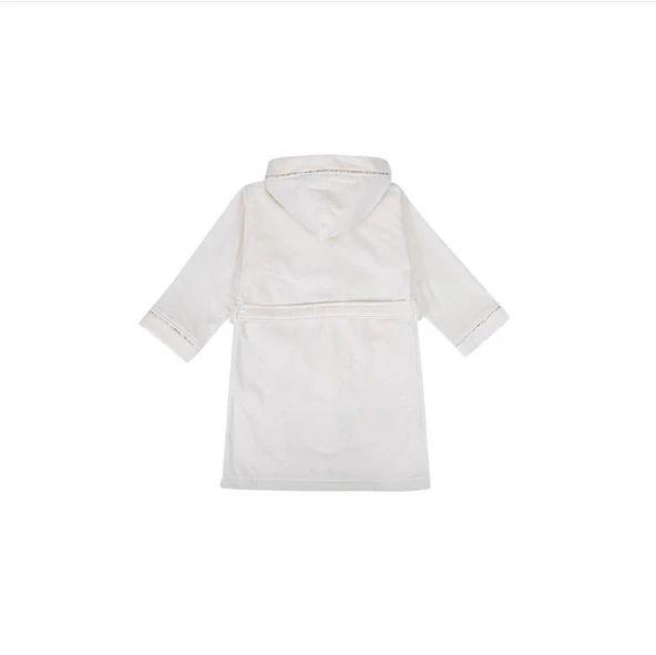 Ecocotton Nina Kız Çocuk Bornoz %100 Organik Pamuk Nakışlı Krem / Pembe 7-8 Yaş - Resim 2