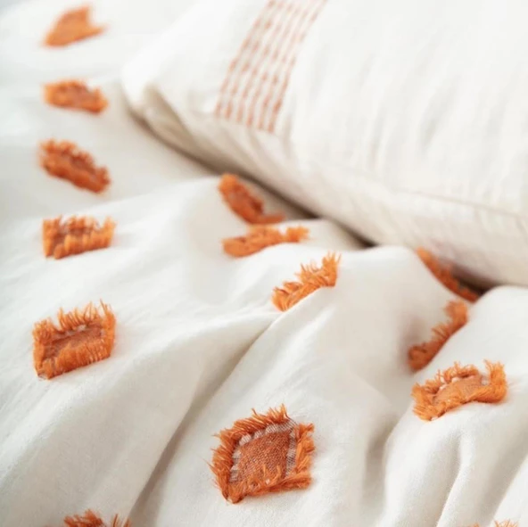 Ecocotton İmre Nevresim Takımı %100 Organik Pamuk Müslin Kiremit CK - Resim 2