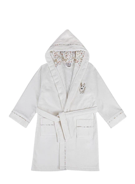 Ecocotton Dagi Erkek Çocuk Bornoz %100 Organik Pamuk Nakışlı Ekru 3-4 Yaş ürün görseli