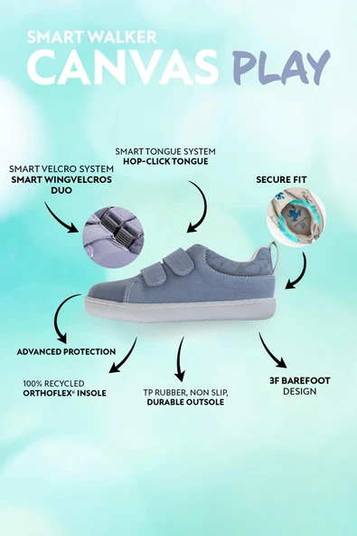 Smart Walker Canvas Play Toz Mavi Çocuk Ayakkabı - Resim 2