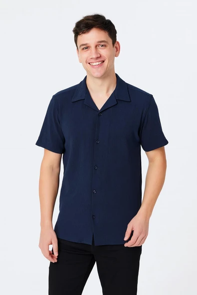 CLASSİCS MEN Erkek Pamuklu Yazlık Kısa Kollu Gömlek 7375 ürün görseli