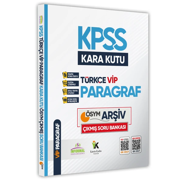 KPSS Türkçenin Kara Kutusu ÖSYM ARŞİVİ ÇIKMIŞ PARAGRAF VİP 3 Soru Bankası Konu Özetli Çözümlü