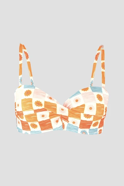 Turuncu Daisy Forest Straplez Tek Üst Bikini ürün görseli 1