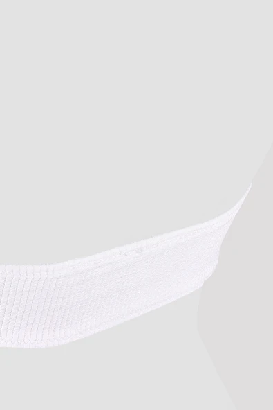 Beyaz Square Wick Straplez Tek Üst Bikini - Resim 3