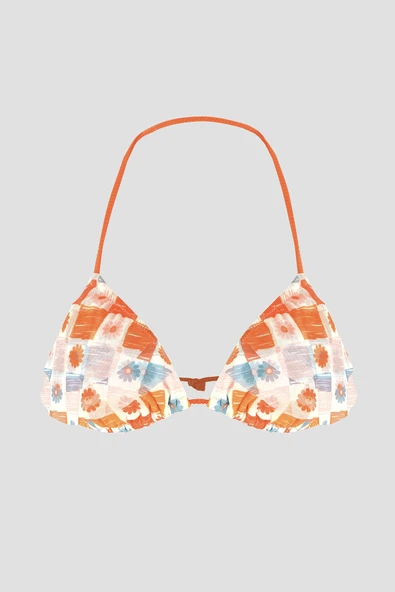 Turuncu Daisy Forest Üçgen Tek Üst Bikini ürün görseli 1