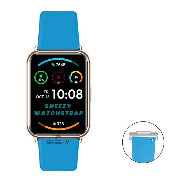 Huawei Watch Fit 2 Uyumlu PureLux Soft Silikon Kordon  Mavi - Resim 3