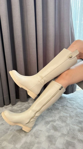 Kadın Linda Günlük Çizme Dizaltı Fermuarlı Çizme - 3