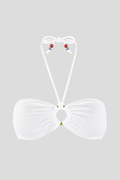 Beyaz Square Wick Straplez Tek Üst Bikini ürün görseli