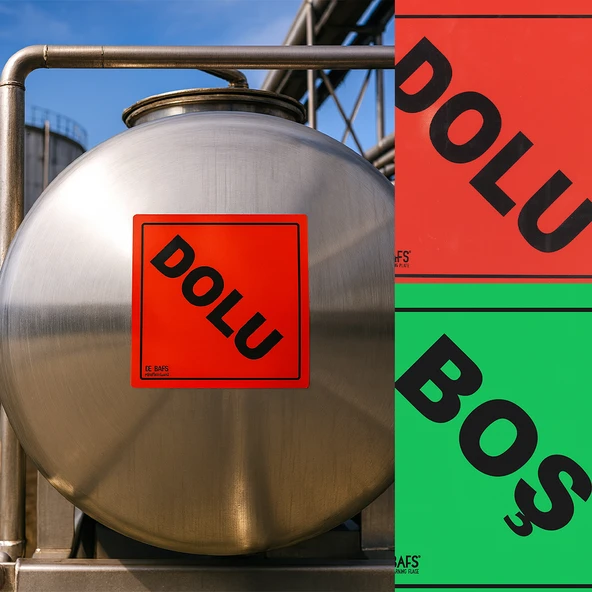 30x30 Cm Düz BOŞ DOLU Alüminyum Reflektörlü Uyarı Levhası Fosforlu Tabela Çift Taraflı Dayanıklı - Resim 2