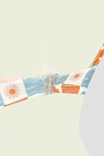 Turuncu Daisy Forest Straplez Tek Üst Bikini - Resim 3