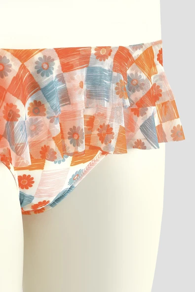 Turuncu Daisy Forest Tek Alt Bikini - Resim 3