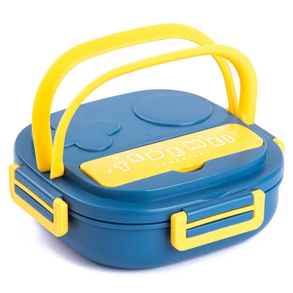 TANTİTONİ TEDEMEI MAVİ SARI PASLANMAZ ÇELİK İKİ BÖLMELİ YEMEK TAŞIMA KABI 550 ML