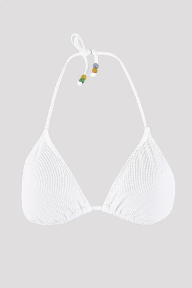 Beyaz Square Wick Üçgen Tek Üst Bikini ürün görseli