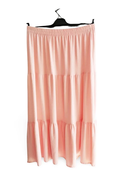 Beli Lastikli Bürümcek Kumaş Etek Anne Eteği Uzun Namaz Eteği Somon 44-52 beden ürün görseli 1