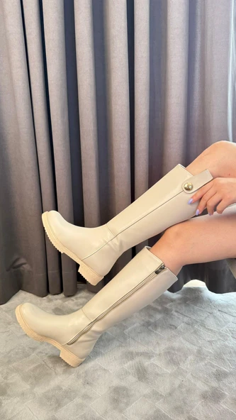 Kadın Linda Günlük Çizme Dizaltı Fermuarlı Çizme - 5