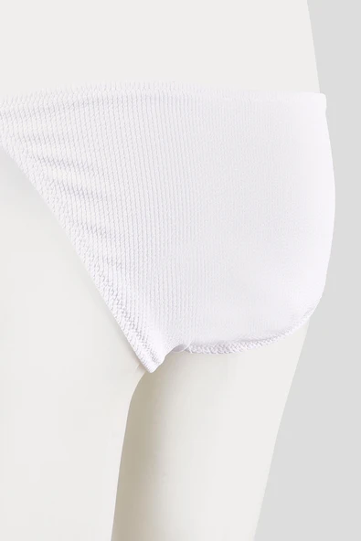 Beyaz Square Wick Yandan Bağlamalı Tek Alt Bikini - Resim 3