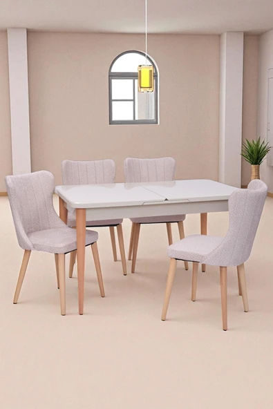 Tuna Kum Beji Lak Panel Mdf Mutfak Masa Takımı 80x130 - 1