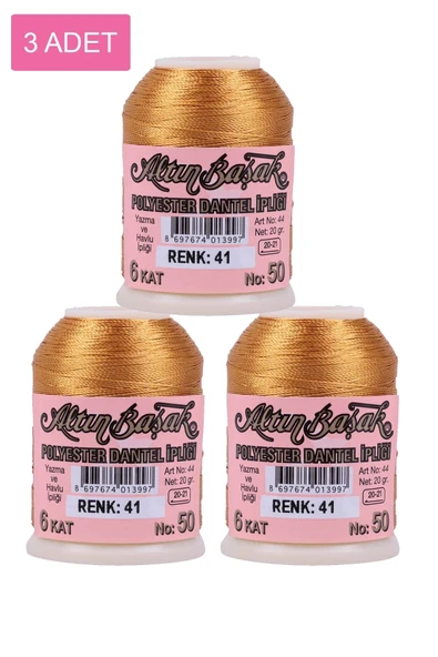 3 Adet Altınbaşak Oya ve Dantel İpi 20 gr - Royaleks - No: 041 ürün görseli