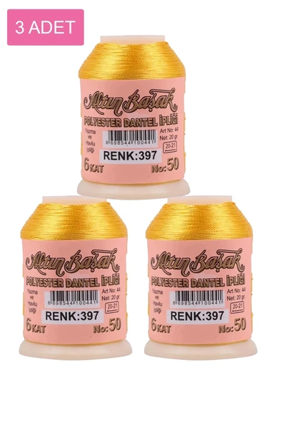 3 Adet Altınbaşak Oya ve Dantel İpi 20 gr - Royaleks - No: 397 ürün görseli