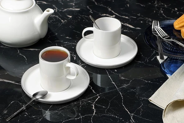 Porland Chopin Platin 2 Kişilik Çay Fincan Takımı 200cc ürün görseli