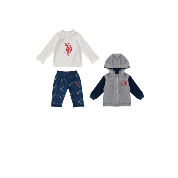 Gri Melanj Fermuarlı Bebek 3Lü Takım ürün görseli 1