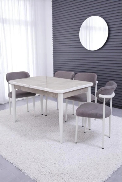 Rambla Mdf Açılır Lak Panel Mutfak Masa Sandalye Takımı 80*130cm ürün görseli 1