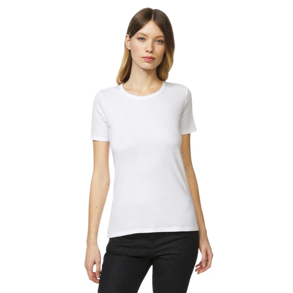 Basic Kısa Kollu Bisiklet Yaka T-Shirt - Resim 11