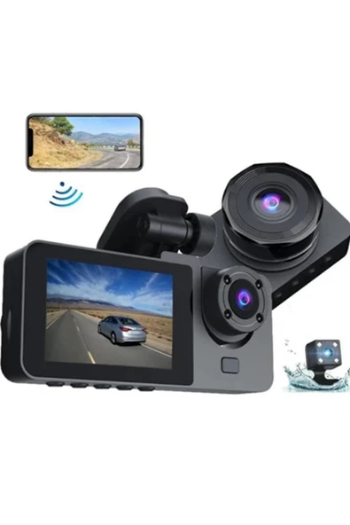 Üç Kameralı 1080 Full HD Araç İçi Kamera G-Sensor Özellikli Güvenlik Çözümü Geri Görüşlü - 2