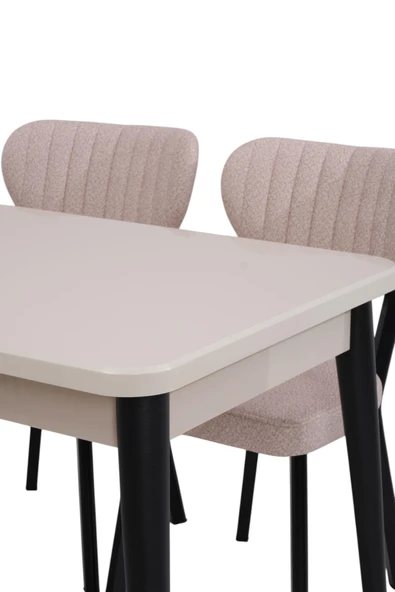 Yakamoz Kum Beji Elma MDF Mutfak Masa Sandalye Takımı 80x130 - Resim 2