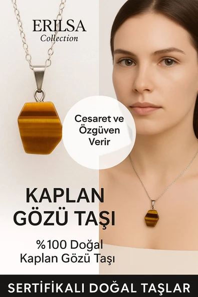 Sertifikalı Kaplan Gözü Doğal Taş Kolye – Cesaret Özgüven Denge ve Enerji Taşı ürün görseli
