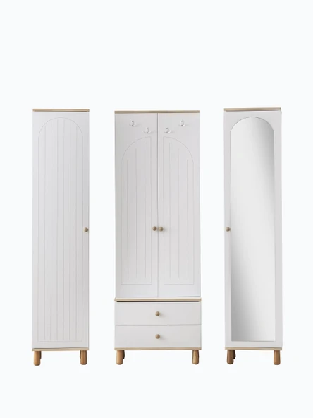 Dejavu Asklıklı Çekmeceli Ayakkabılık Portmanto 160x40x204cm - 3
