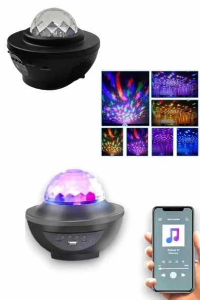 Masa ve Gece Lambası Renkli Projektör Işıklı Disko Topu Bluetooth Hoparlör - Resim 4