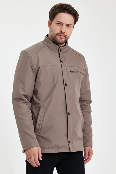 Krem İçi Kalın Kürklü Klasik Rüzgar Ve Su Geçirmez Mont&Kaban - Resim 2