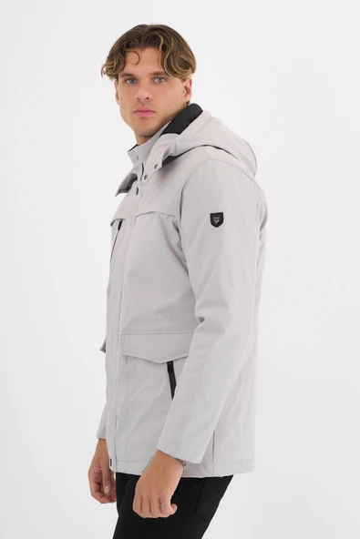 Erkek Beyaz %100 Su Ve Rüzgar Geçirmez Kürklü Çıkartılabilir Kapüşonlu Mont&Kaban - Resim 4