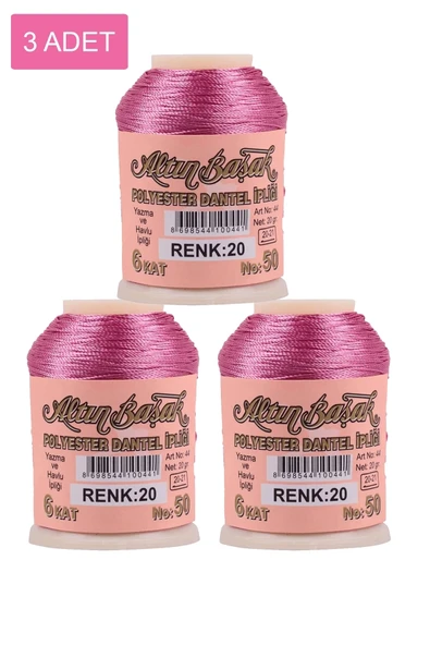 3 Adet Altınbaşak Oya ve Dantel İpi 20 gr - Royaleks - No: 020 ürün görseli