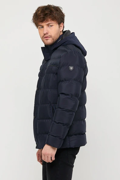 SİVAİST ERKEK KAPÜŞONLU LACİVERT SU VE RÜZGAR GEÇİRMEZ REGULAR ŞİŞME KABAN&MONT - Resim 2