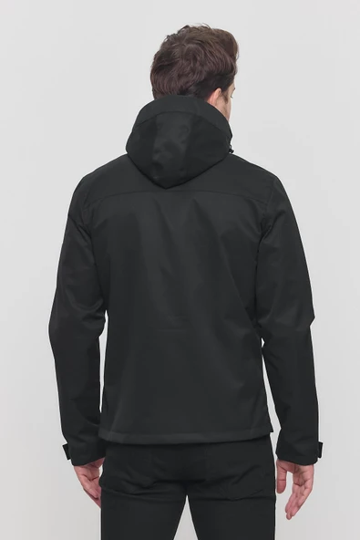 Siyah Erkek Sabit Kapüşonlu Mont&Kaban - Resim 6