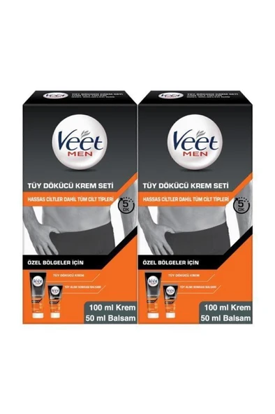 Veet Men Erkek Özel Bölgeler İçin Tüy Dökücü Krem Seti Tüm Cilt Tipleri İçin 100 + 50 ml x2 ürün görseli 1