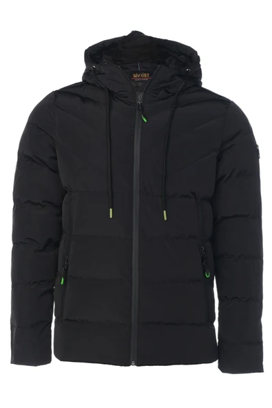 SİVAİST ERKEK SİYAH SU VE RÜZGAR GEÇİRMEZ KAPÜŞONLU KALIN İÇİ KÜRKLÜ ŞİŞME KABAN&MONT ürün görseli 1