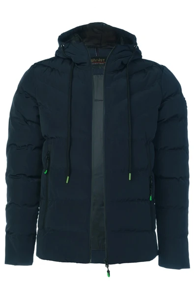 SİVAİST ERKEK LACİVERT SU VE RÜZGAR GEÇİRMEZ KAPÜŞONLU KALIN ŞİŞME MİGROGELLİ KABAN & MONT - Resim 2