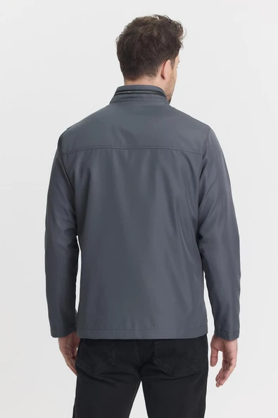 Gri Erkek Pamuk Polyester Karışımlı Su Ve Rüzgar Geçirmez Mevsimlik&Yazlık Mont - Resim 6