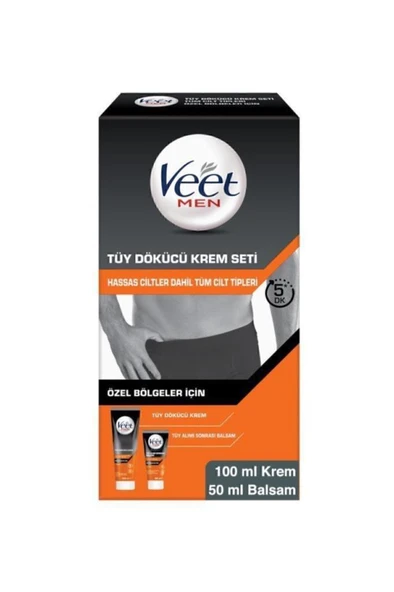 Veet Men Erkek Özel Tüy Dökücü Hassas Ciltler 200ml + Özel Bölgeler İçin Tüy Dökücü Krem Seti 100+50ml - Resim 4