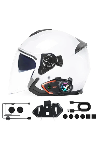 Yeni Model Y80-2x Motosiklet İntercom 2 Kişilik Bağlantı Rgb Işıklı Bluetooth Kulaklık Seti - 4