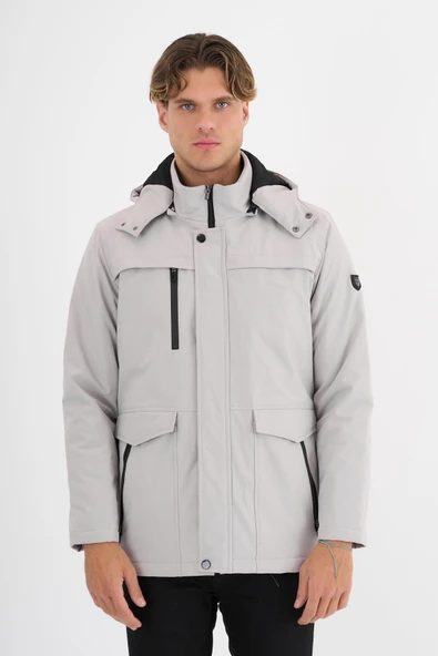 Erkek Beyaz %100 Su Ve Rüzgar Geçirmez Kürklü Çıkartılabilir Kapüşonlu Mont&Kaban ürün görseli 1