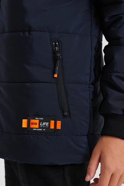 SİVAİST LACİVERT ERKEK ÇOCUK SU VE RÜZGAR GEÇİRMEZ KAPÜŞONLU YIKANABİLİR İÇİ KÜRKLÜ MONT & KABAN - 4