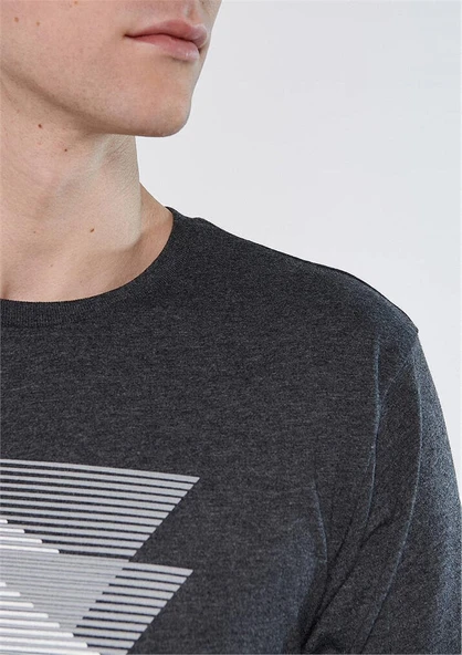 Mavi M0611169-80023 Antrasit Melanj Erkek Baskılı T-Shirt - Resim 3