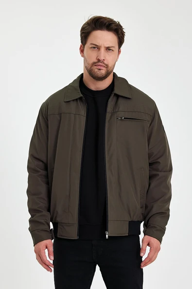 Yeşil İçi Kalın Kürklü Klasik Yakalı Rüzgar Ve Su Geçirmez Mont&Kaban - Resim 2